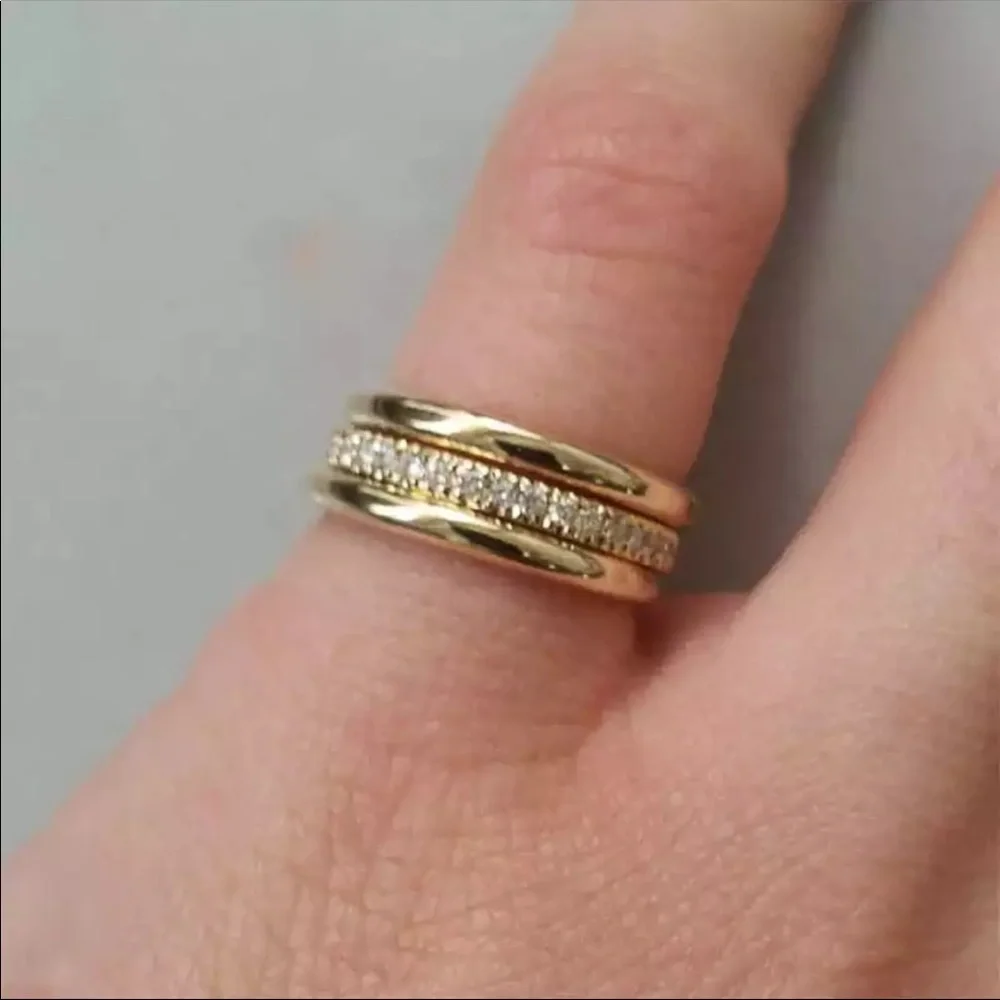 NEW Yellow Gold Plated Wedding Diamond Ring - Picture 2 of 3